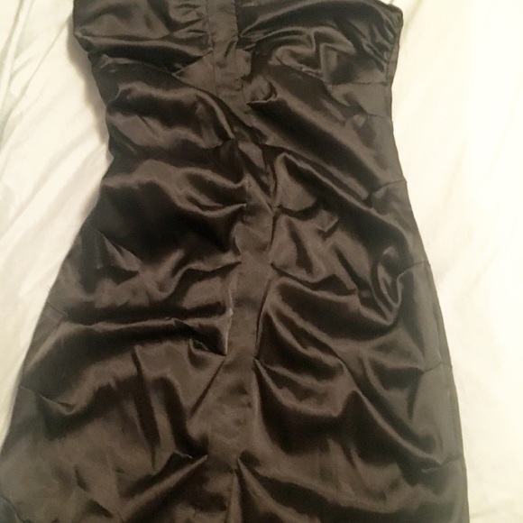 2/$30 Ruched black satin dress size S - Picture 2 of 3